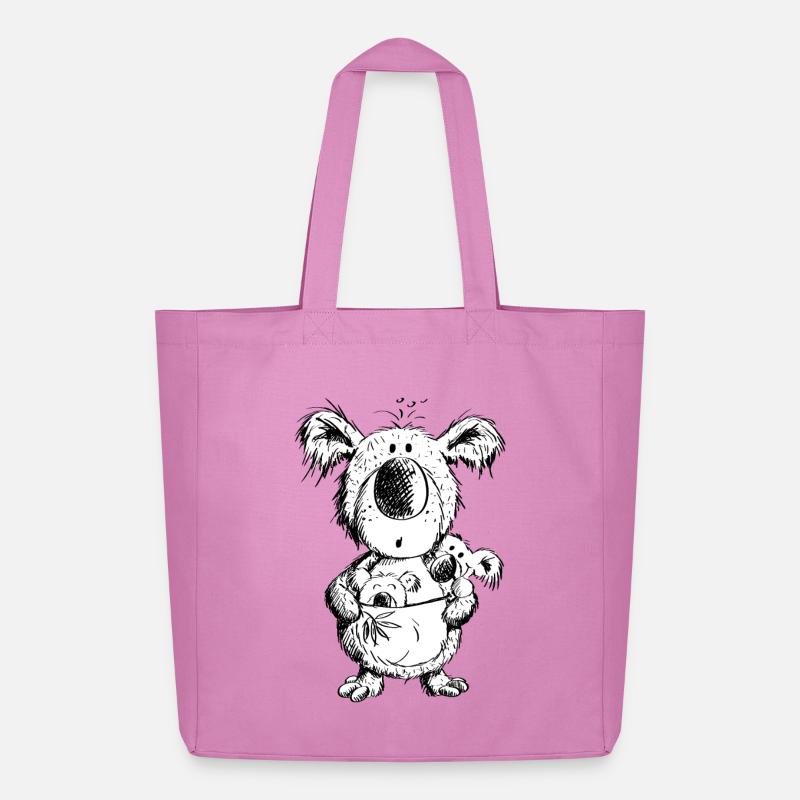 Koala Mama Mit Babys - Midweight recycelter Stoffbeutel von Stanley/Stella - Pink