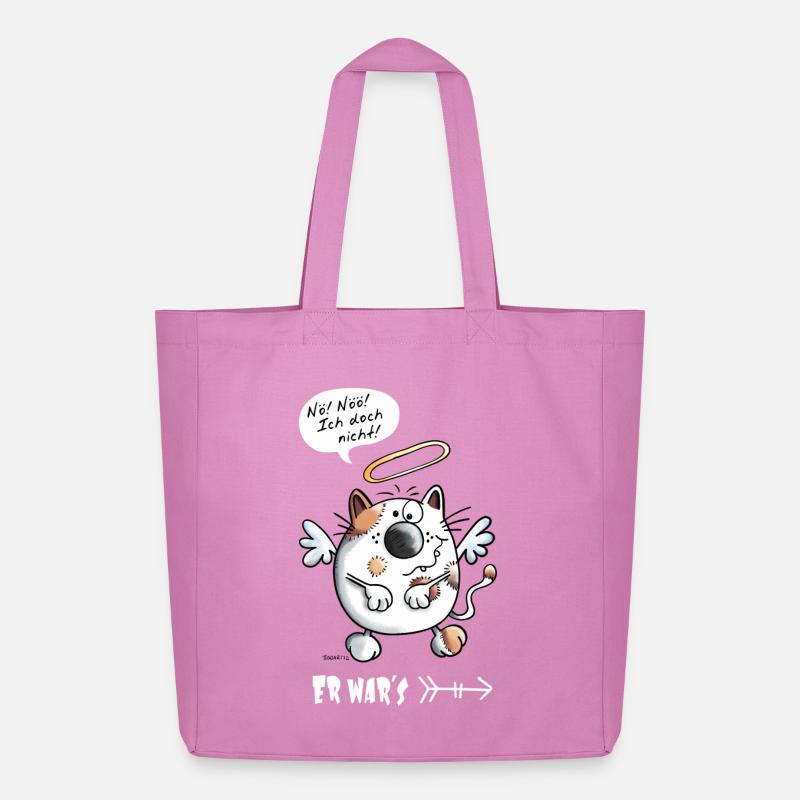 Er war's - Katze - Katzen - Engel - Comic - Midweight recycelter Stoffbeutel von Stanley/Stella - Pink