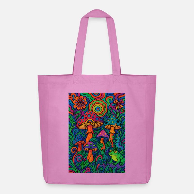 Psychedelischer Pilzwald – Buntes Retro Kunstwerk - Midweight recycelter Stoffbeutel von Stanley/Stella - Pink