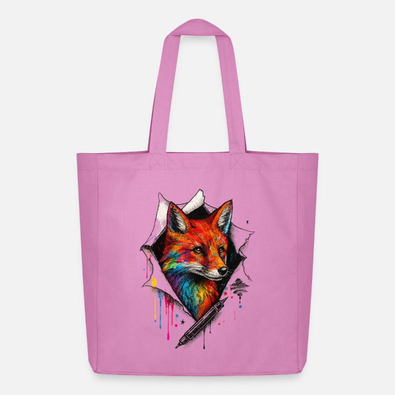 Regenbogenfuchs Kunst mit Farbspritzer - Midweight recycelter Stoffbeutel von Stanley/Stella - Pink