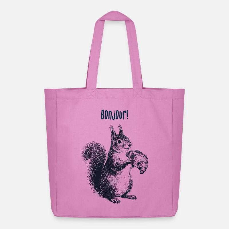 Bonjour Croissant Eichhörnchen - Midweight recycelter Stoffbeutel von Stanley/Stella - Pink