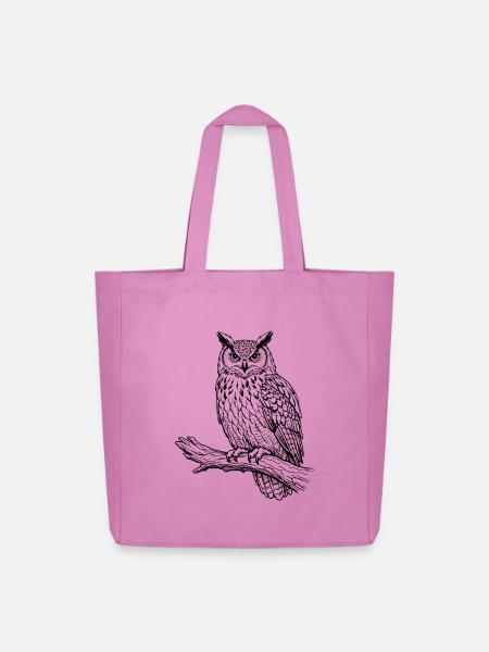 Eule auf Ast - Midweight recycelter Stoffbeutel von Stanley/Stella - Pink