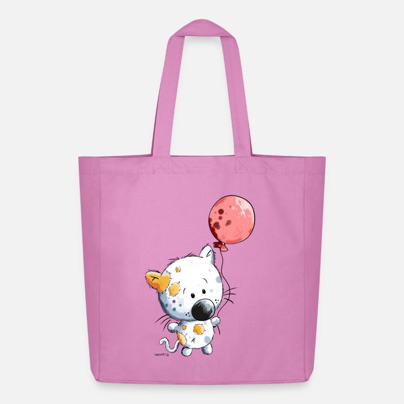 Katze mit Ballon - Midweight recycelter Stoffbeutel von Stanley/Stella - Pink