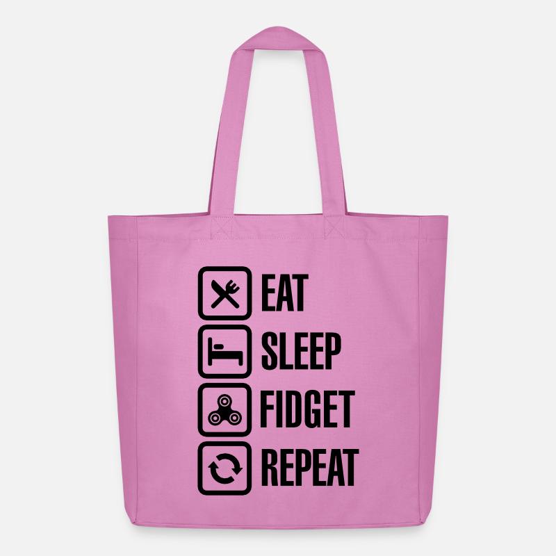 Eat Sleep Fidget Repeat - Fidget Spinner - Midweight Recycled Tote Bag by Stanley/Stella - pink