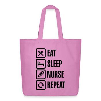 Eat Sleep Nurse Repeat - Midweight Recycled Tote Bag by Stanley/Stella - pink - Front