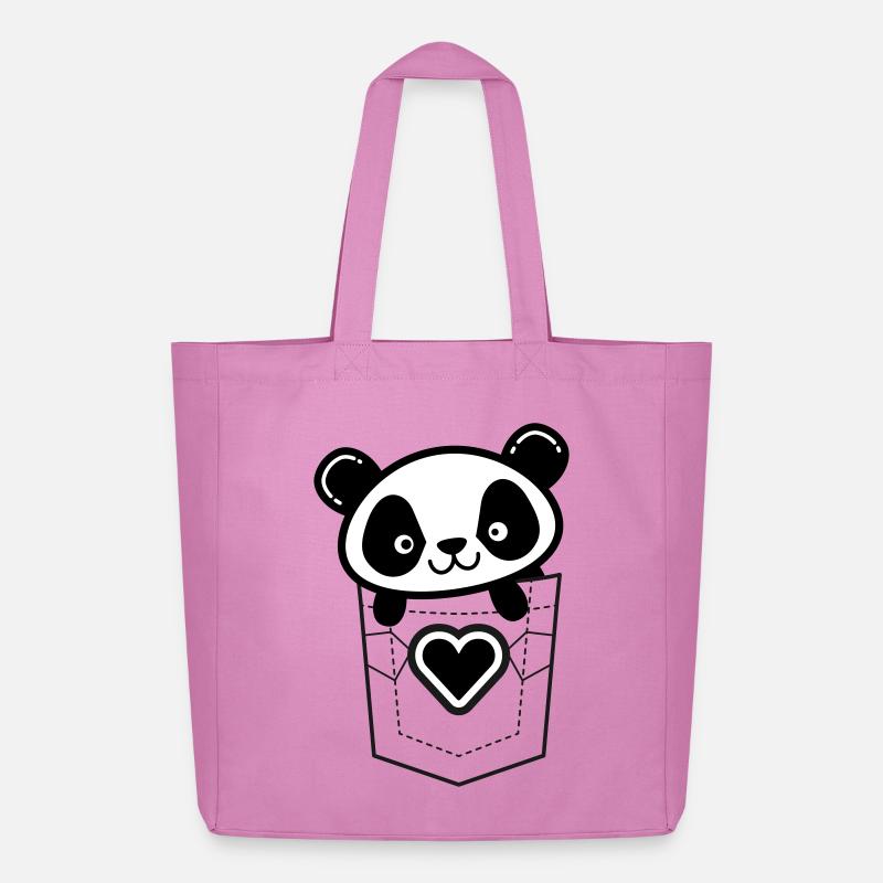 Panda in der Tasche mit Herz-Emblem - Midweight recycelter Stoffbeutel von Stanley/Stella - Pink