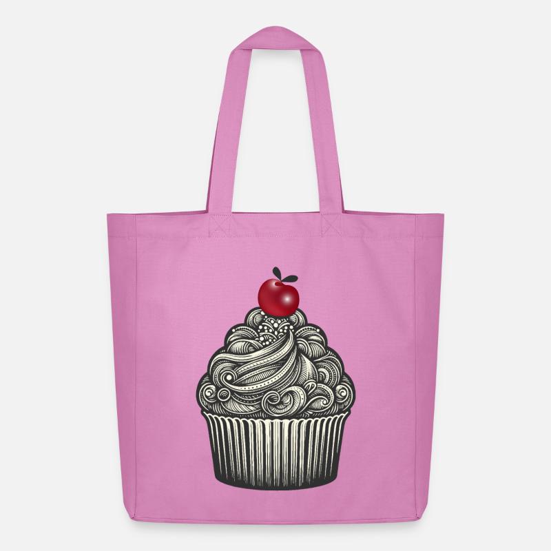 Topping mit Kirsche im Cupcake Förmchen - Midweight recycelter Stoffbeutel von Stanley/Stella - Pink