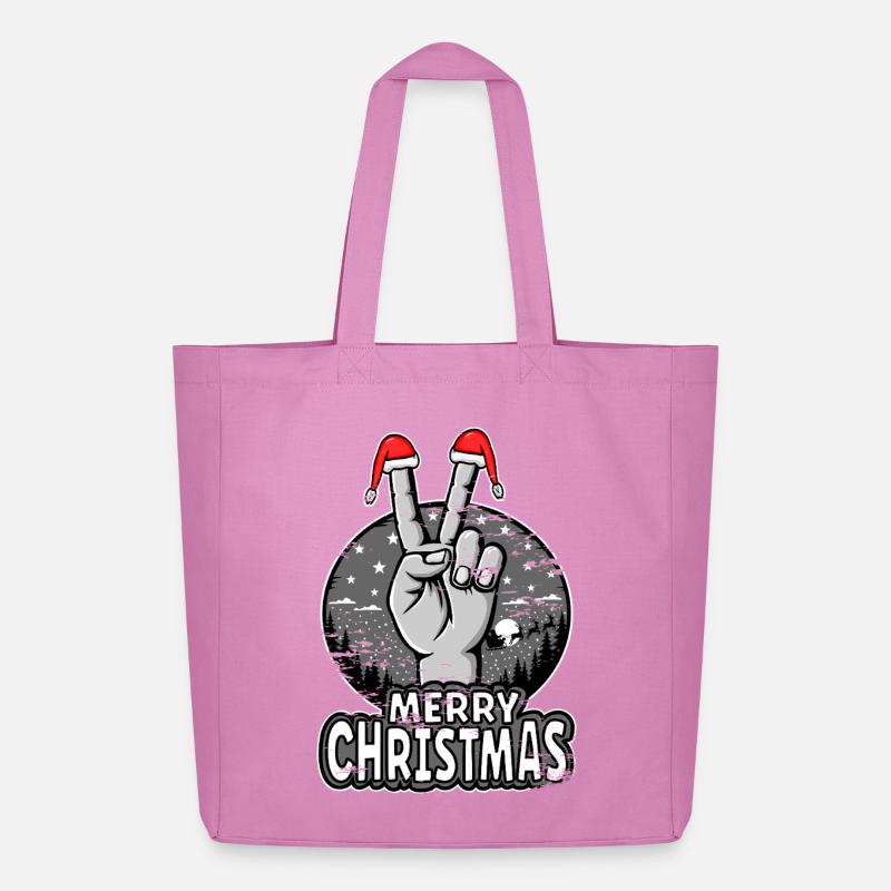 Frohe Weihnachten Peace Sign Design - Midweight recycelter Stoffbeutel von Stanley/Stella - Pink