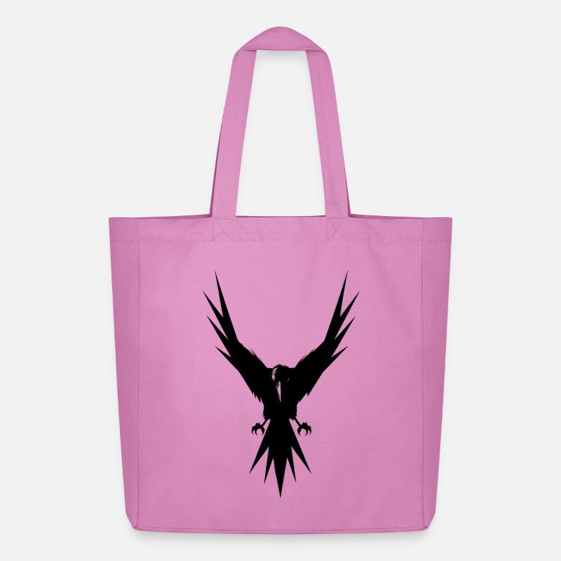 Schwarzer Rabe im Flug und im Jagdmodus - Midweight recycelter Stoffbeutel von Stanley/Stella - Pink