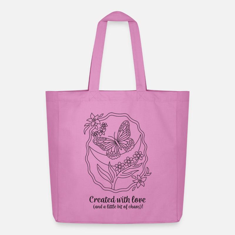 Created With Love – Schmetterling & Chaos - Midweight recycelter Stoffbeutel von Stanley/Stella - Pink