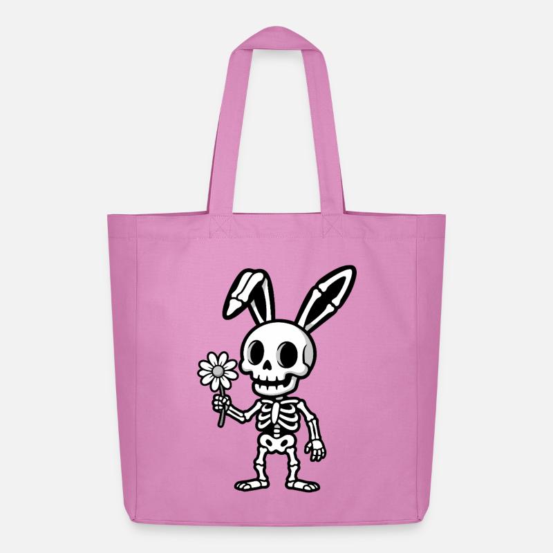 Skeletthase mit Blume - Midweight recycelter Stoffbeutel von Stanley/Stella - Pink