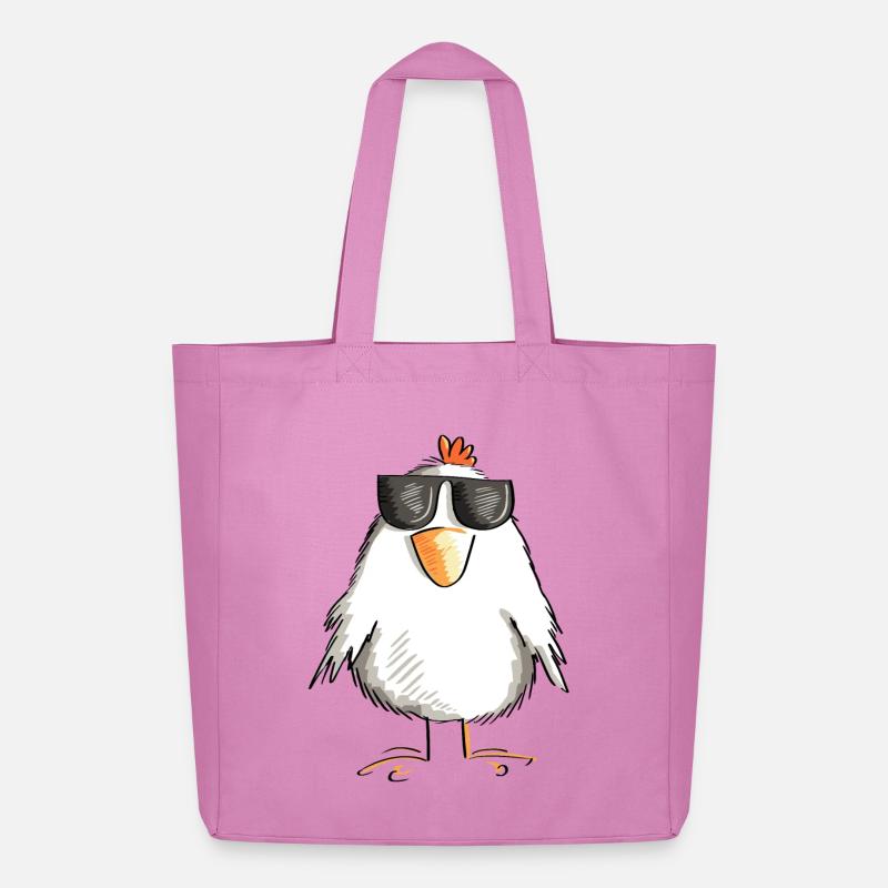 Huhn mit cooler Sonnenbrille - Hahn - Gockel - Midweight recycelter Stoffbeutel von Stanley/Stella - Pink