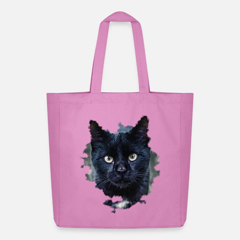 blackcat/ schwarze Katze - Midweight recycelter Stoffbeutel von Stanley/Stella - Pink