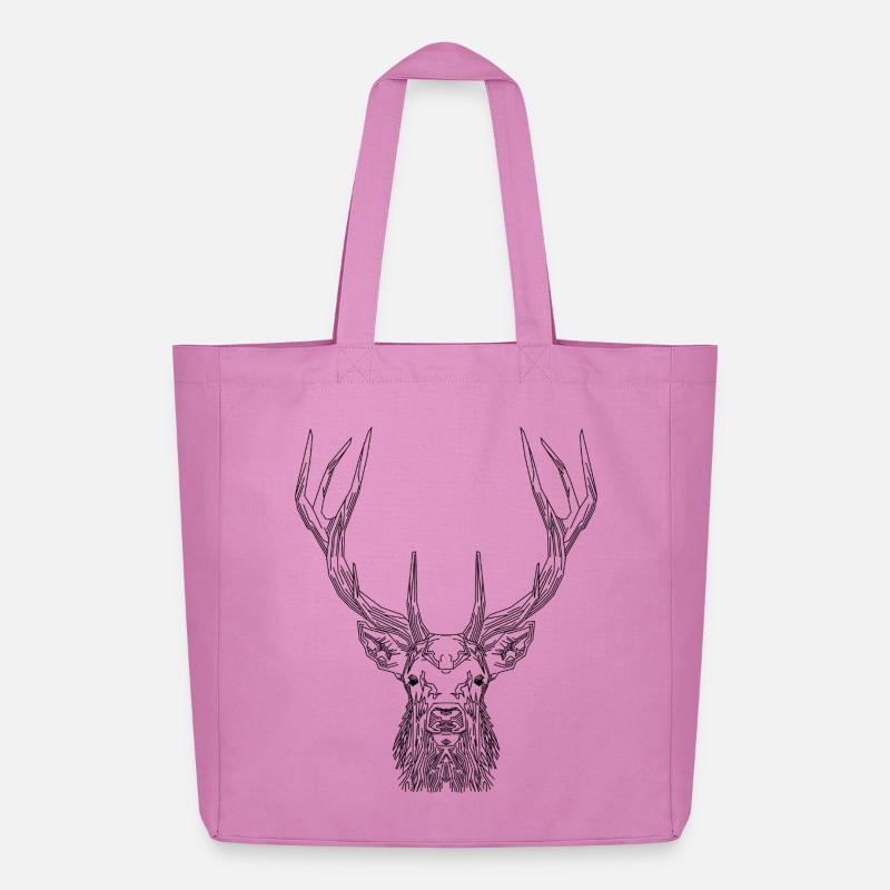 Tech Deer – Geometrischer Hirsch in Schwarz - Midweight recycelter Stoffbeutel von Stanley/Stella - Pink