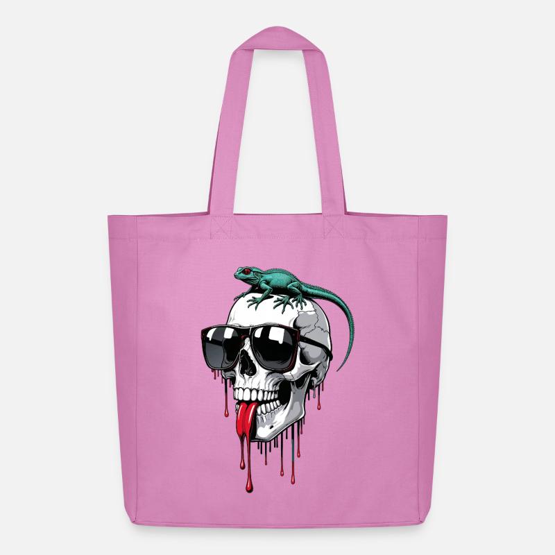 Chilliger Totenkopf mit Echse - Midweight recycelter Stoffbeutel von Stanley/Stella - Pink