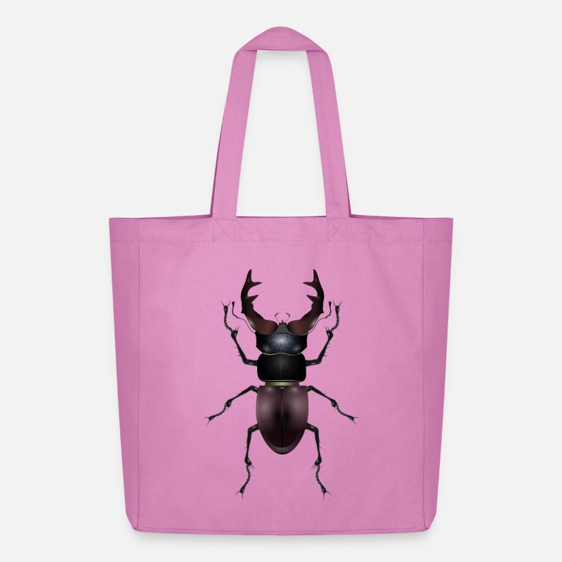 prächtiger Hirschkäfer von Hand gezeichnet - Midweight recycelter Stoffbeutel von Stanley/Stella - Pink