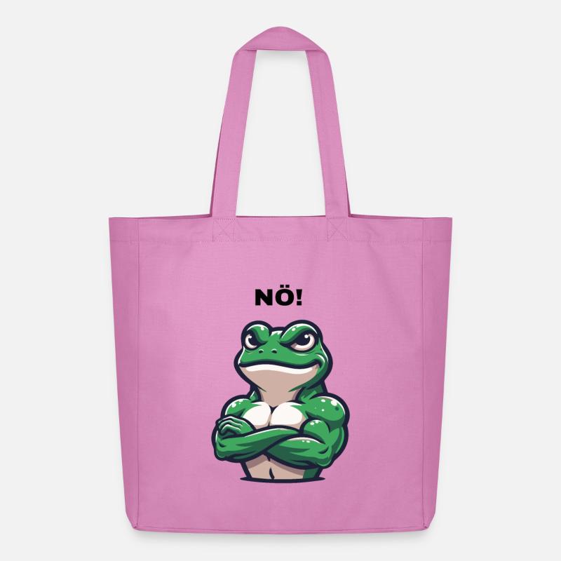 Trotziger Frosch mit 'NÖ!' - Einzigartiges Design - Midweight recycelter Stoffbeutel von Stanley/Stella - Pink