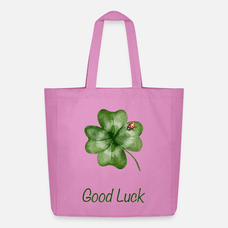 Good Luck – Kleeblatt mit Marienkäfer - Midweight recycelter Stoffbeutel von Stanley/Stella - Pink
