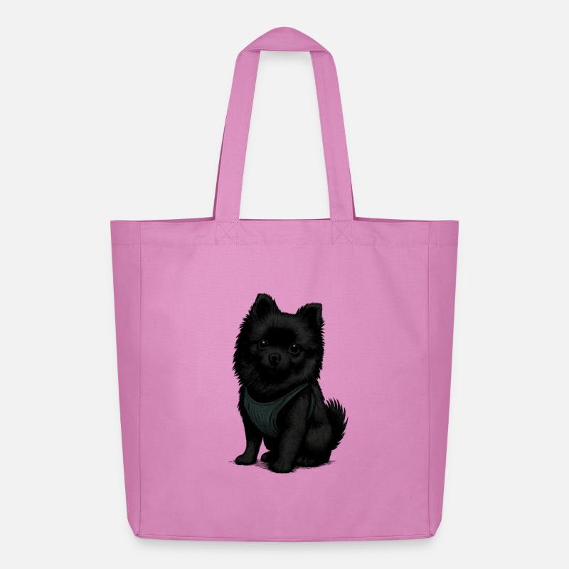 Schwarzer Spitz Hund mit Süssenblick - Midweight recycelter Stoffbeutel von Stanley/Stella - Pink