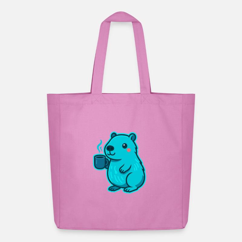 Blauer Capybara mit Kaffee - Midweight recycelter Stoffbeutel von Stanley/Stella - Pink