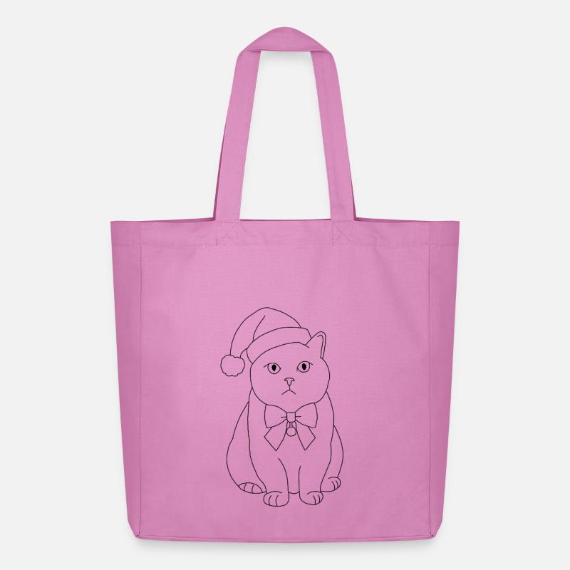 Weihnachtskatze - Midweight recycelter Stoffbeutel von Stanley/Stella - Pink
