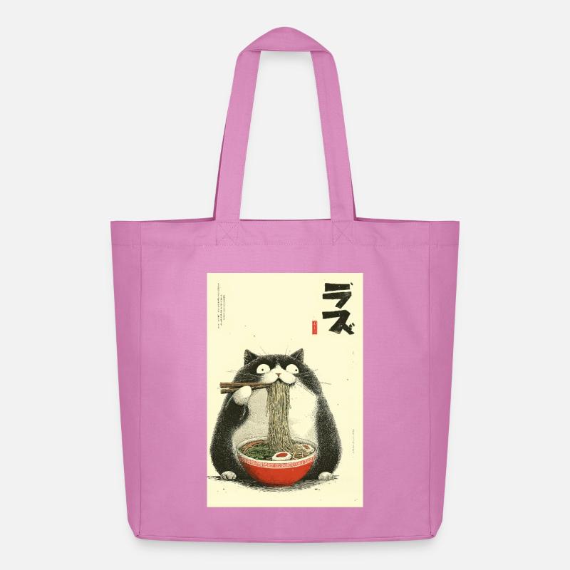 Nudelnde Katzen-Ramen - Midweight recycelter Stoffbeutel von Stanley/Stella - Pink