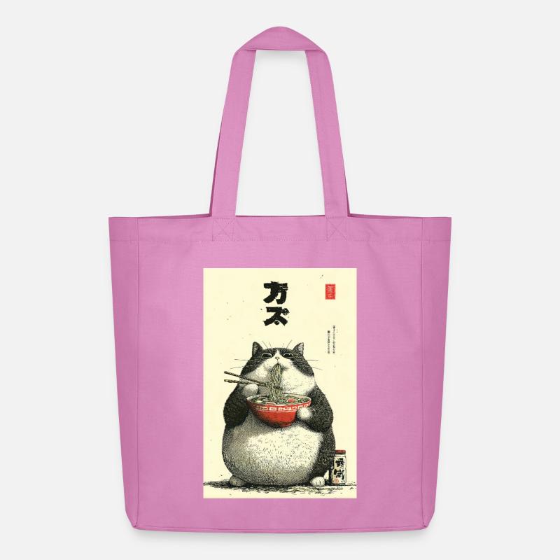 Chonky Cat Ramen Ukiyo-e - Midweight recycelter Stoffbeutel von Stanley/Stella - Pink