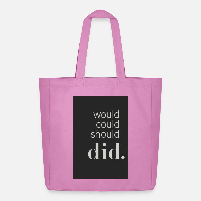 Would Could Should Did Typography Poster - Midweight recycelter Stoffbeutel von Stanley/Stella - Pink