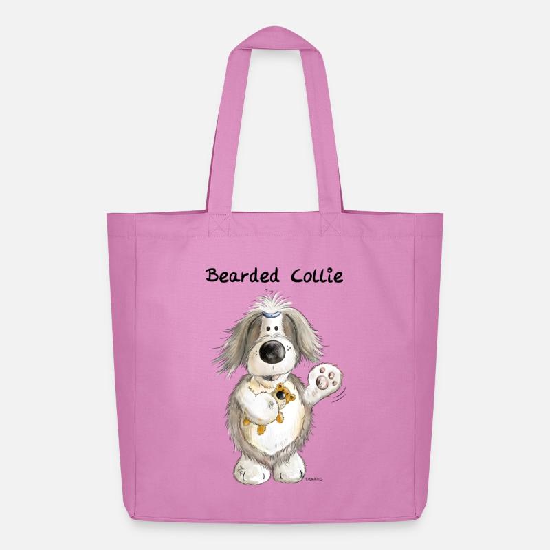 Bearded Collie mit Teddy - Midweight recycelter Stoffbeutel von Stanley/Stella - Pink