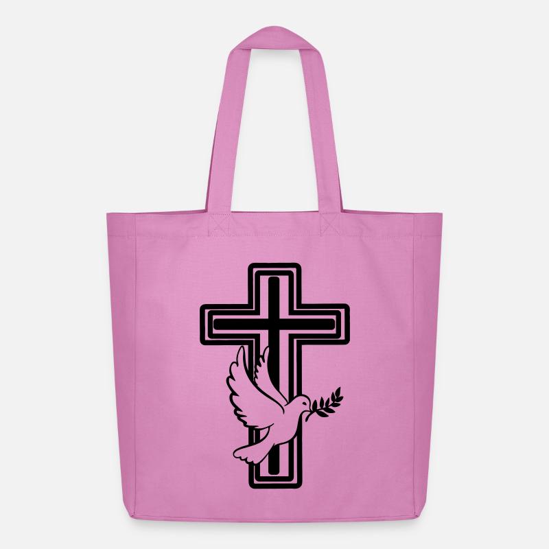 Kreuz mit Taube - Midweight recycelter Stoffbeutel von Stanley/Stella - Pink