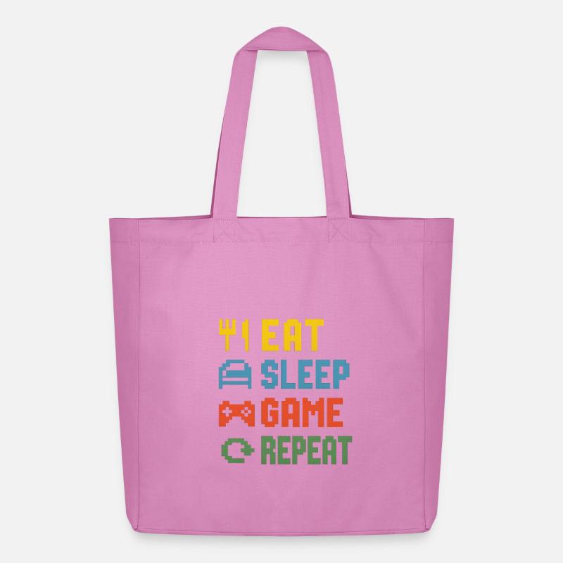 Eat Sleep Game Repeat - Midweight recycelter Stoffbeutel von Stanley/Stella - Pink