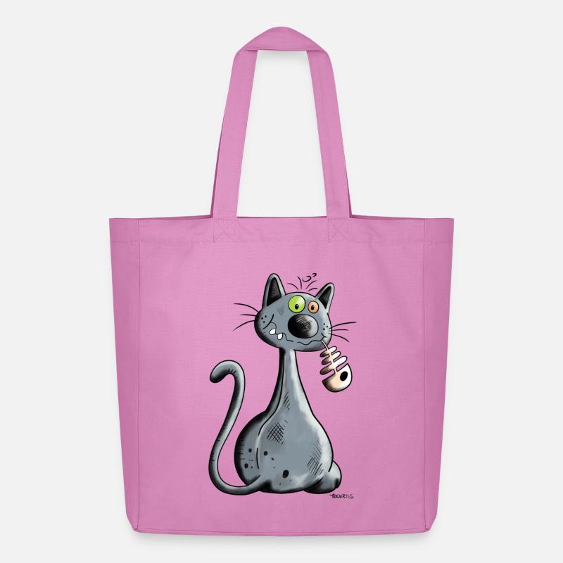 Schwarze Katze - Midweight recycelter Stoffbeutel von Stanley/Stella - Pink