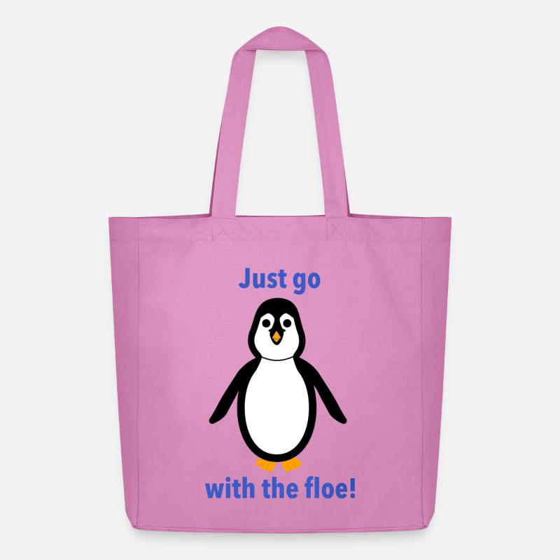 Pinguin -"Geh einfach mit der Scholle!" - Midweight recycelter Stoffbeutel von Stanley/Stella - Pink
