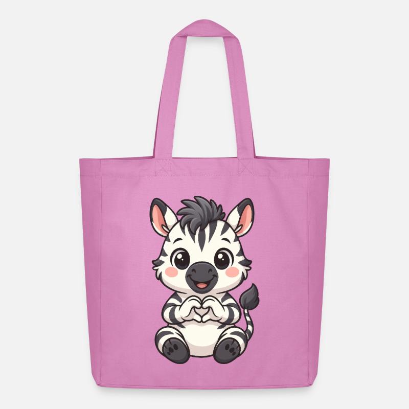 Süßes Zebra mit Herzhänden - Midweight recycelter Stoffbeutel von Stanley/Stella - Pink