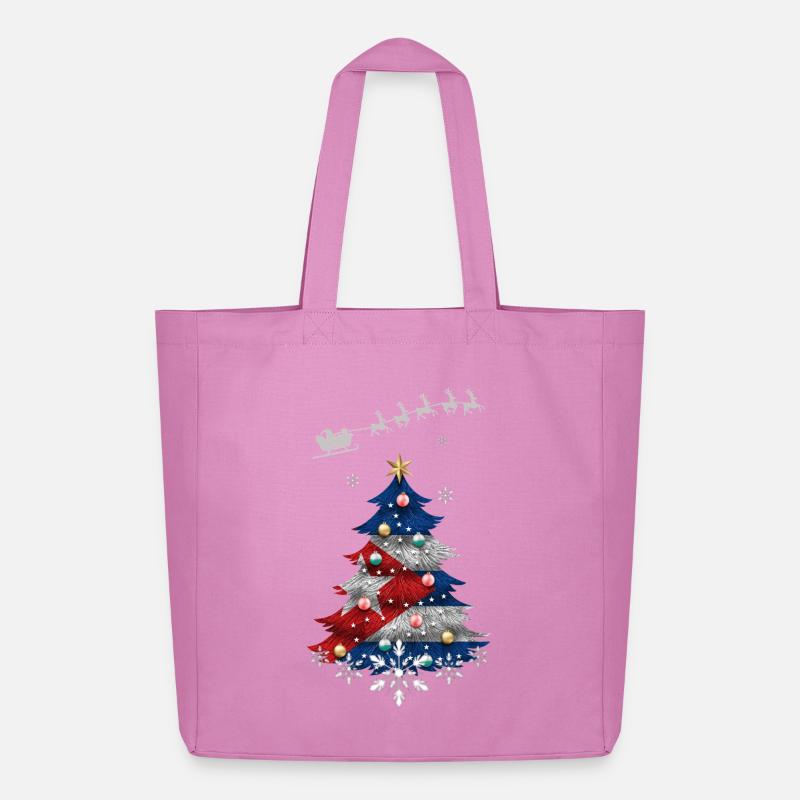 Weihnachtsbaum mit Kuba-Flagge - Midweight recycelter Stoffbeutel von Stanley/Stella - Pink