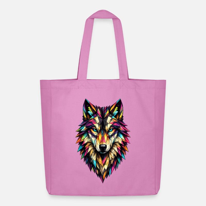 Farbgeometrischer Wolf - Midweight recycelter Stoffbeutel von Stanley/Stella - Pink