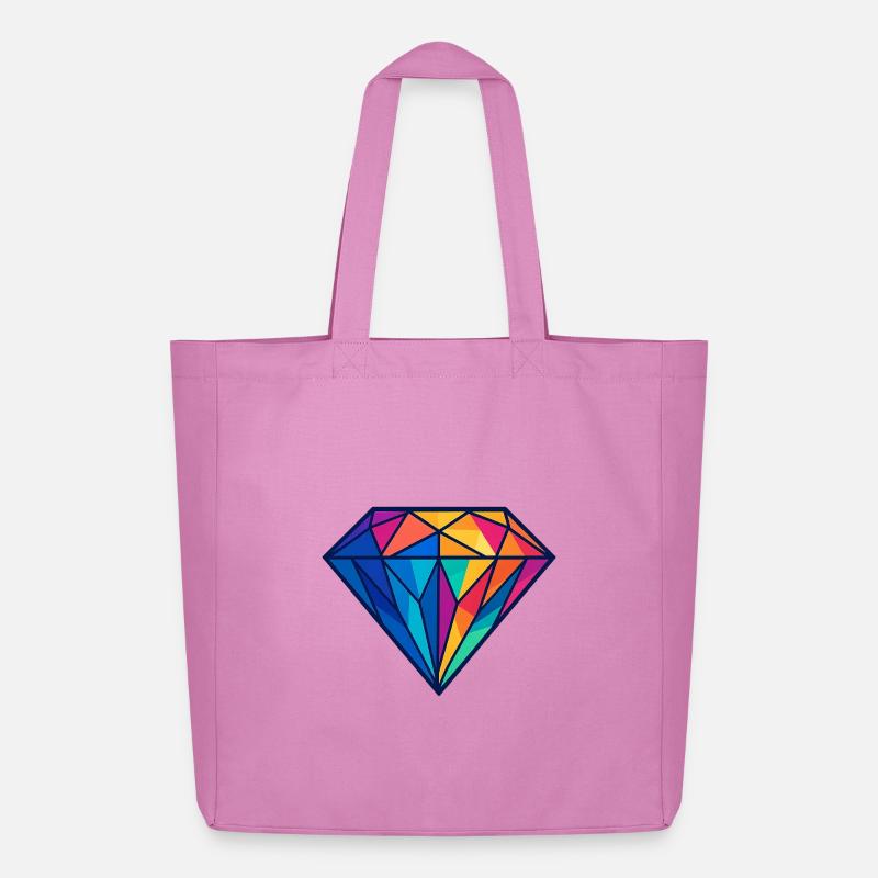 Geometrischer Diamant | Bunt / Regenbogen Design - Midweight recycelter Stoffbeutel von Stanley/Stella - Pink