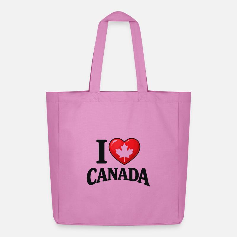 I Love Canada – Maple Leaf Message - Midweight Recycled Tote Bag by Stanley/Stella - pink