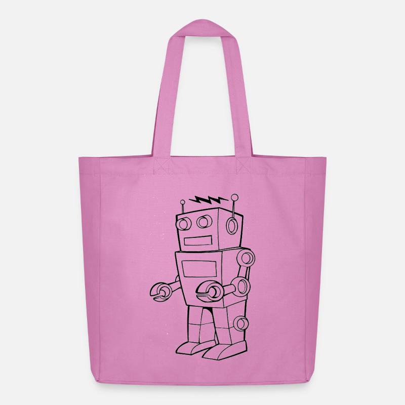 Roboter Vintage Skizze Design - Midweight recycelter Stoffbeutel von Stanley/Stella - Pink