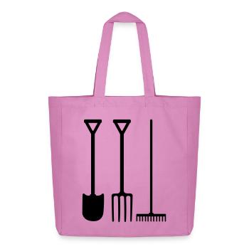 Outils de jardin pelle râteau et fourche - Tote bag Stanley/Stella Midweight recyclé - rose - Devant