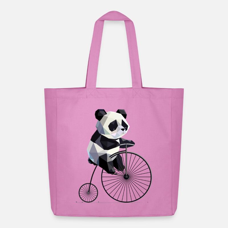 Panda auf Hochrad – Retro trifft Tierliebe - Midweight recycelter Stoffbeutel von Stanley/Stella - Pink