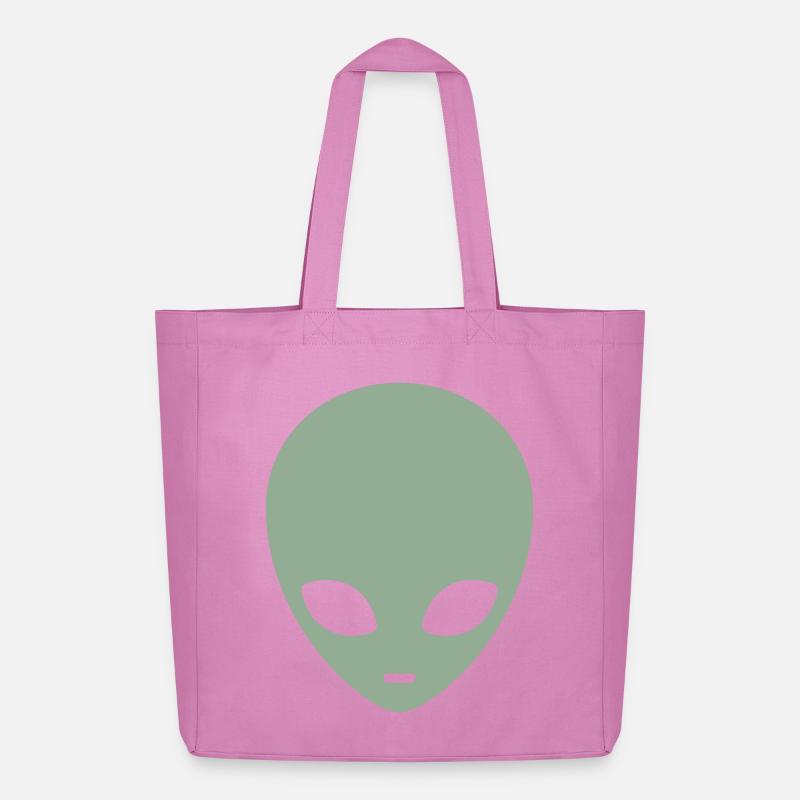 Muted Mint Alien Head - Midweight Recycled Tote Bag by Stanley/Stella - pink