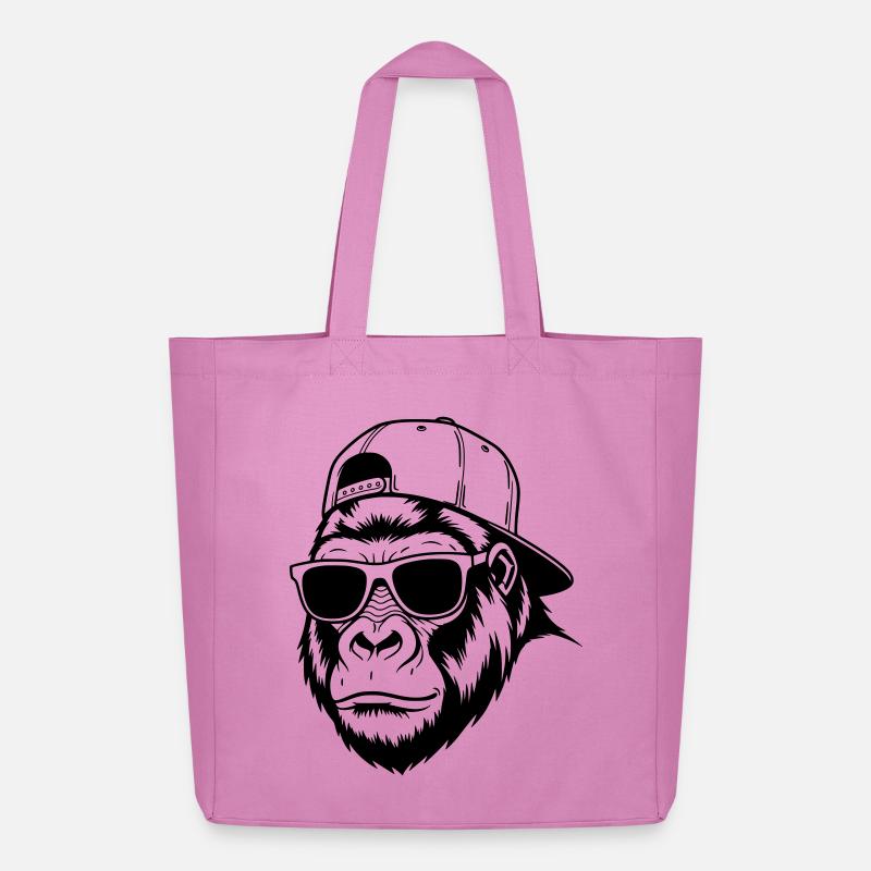 Cool gorilla with cap and sunglasses - Midweight Recycled Tote Bag by Stanley/Stella - pink