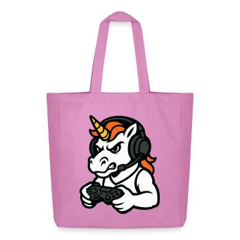 Wildes Einhorn-Gamer-Maskottchen mit Headset - Midweight recycelter Stoffbeutel von Stanley/Stella - Pink - Vorne