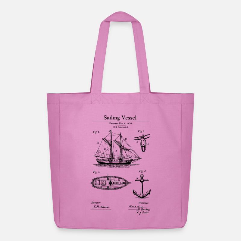 Klassisches Segelschiff-Bauplan - Midweight recycelter Stoffbeutel von Stanley/Stella - Pink