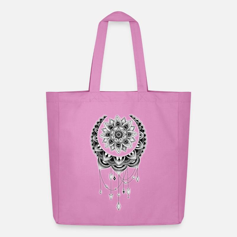 Mandala Traumfänger Schwarz-Weiß - Midweight recycelter Stoffbeutel von Stanley/Stella - Pink