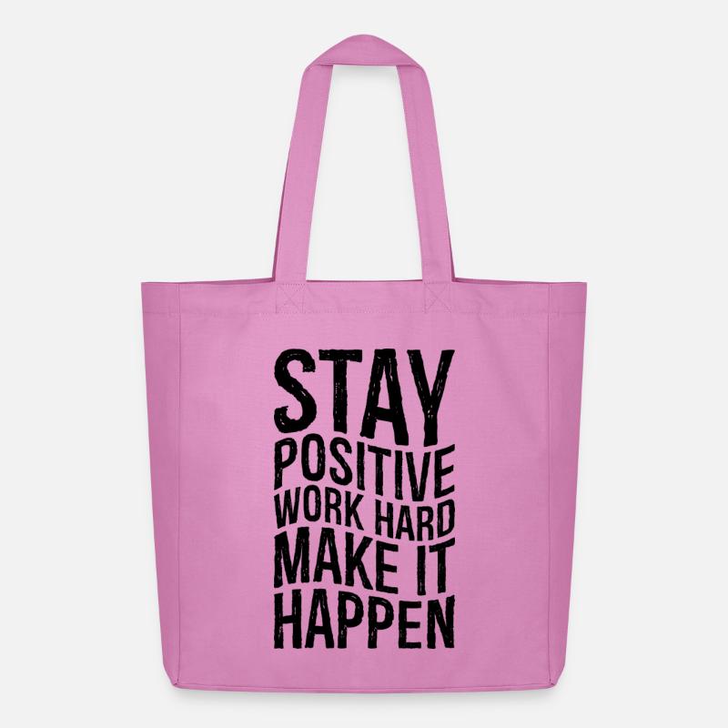 Bleib positiv, arbeite hart, mach es möglich - Midweight recycelter Stoffbeutel von Stanley/Stella - Pink