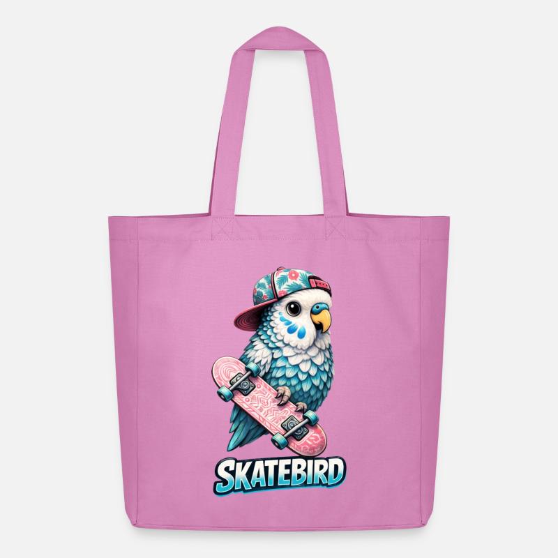 Blauer Skatebird – Coole Papagei-Illustration mit  - Midweight recycelter Stoffbeutel von Stanley/Stella - Pink