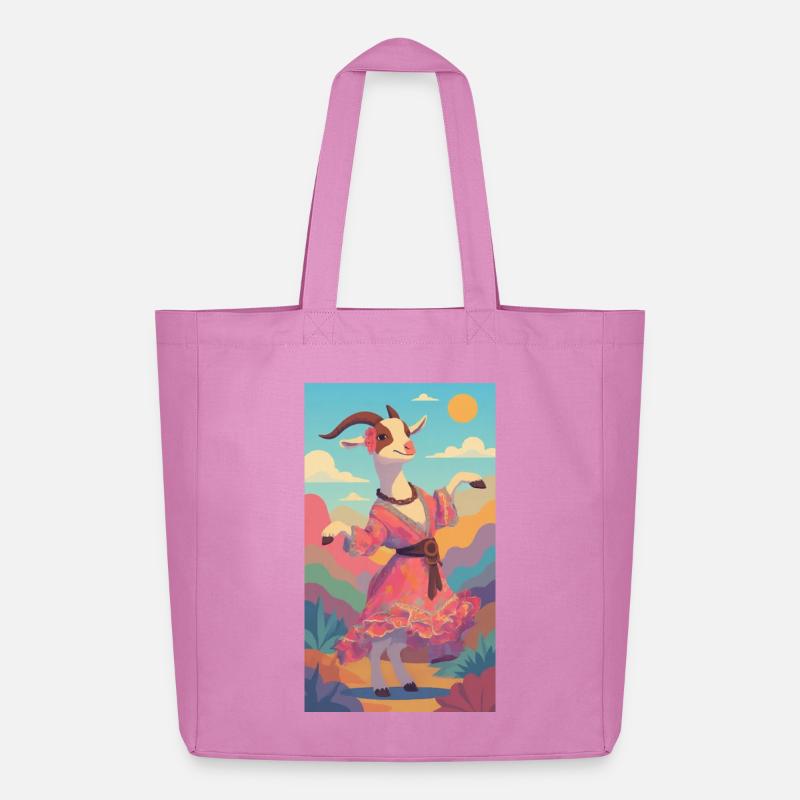 Bunte Lamas Tanz in Pastelllandschaft - Midweight recycelter Stoffbeutel von Stanley/Stella - Pink