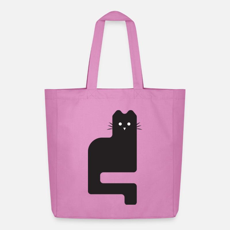 Schwarze Katze – Minimalistisch & Modern - Midweight recycelter Stoffbeutel von Stanley/Stella - Pink